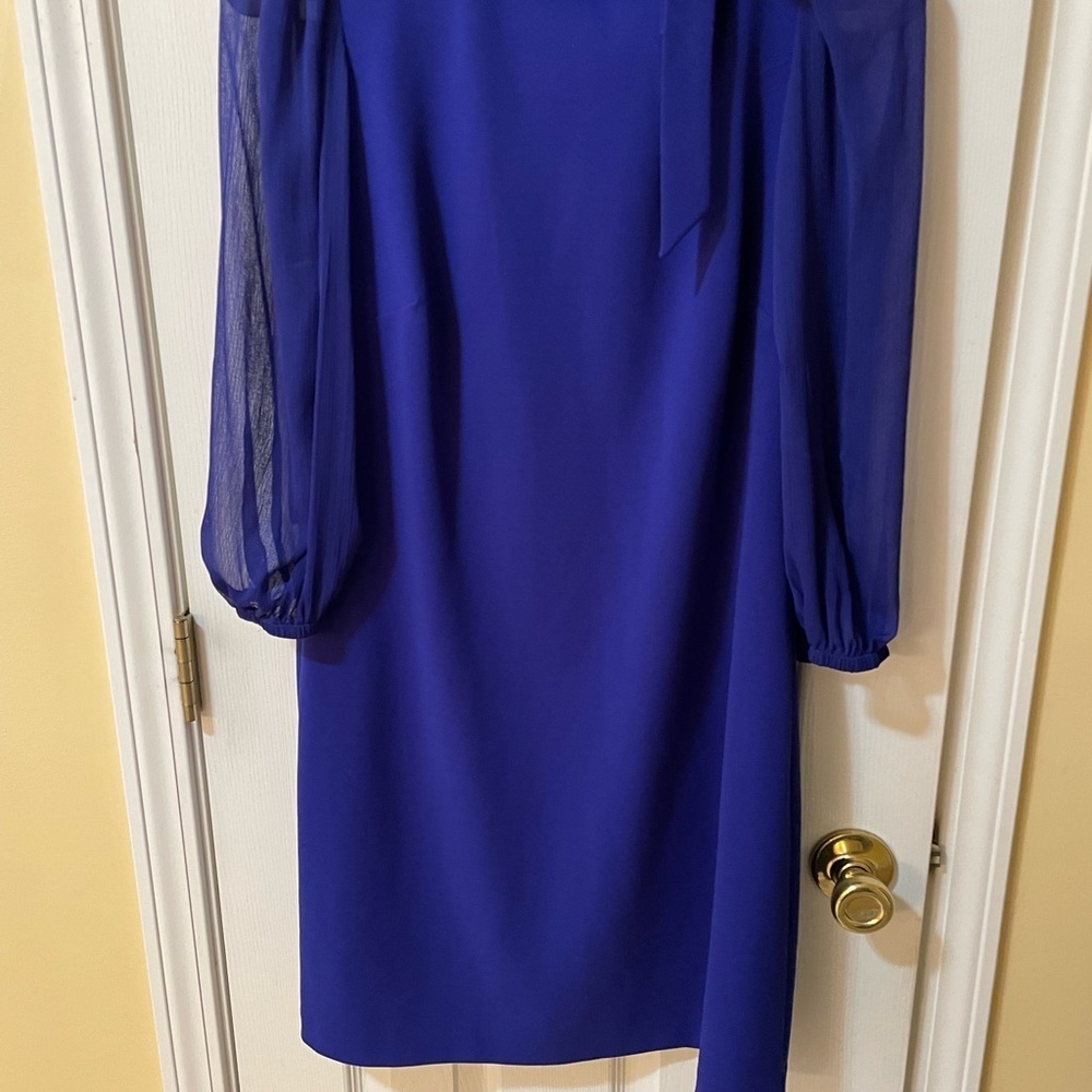 Calvin Klein Size 10 Cobalt Blue Sheer Sleeve Dress 💙✨